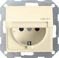 Розетка с заземлением без рамки Gira System55 1-м. крышка 16А кремовый глянец